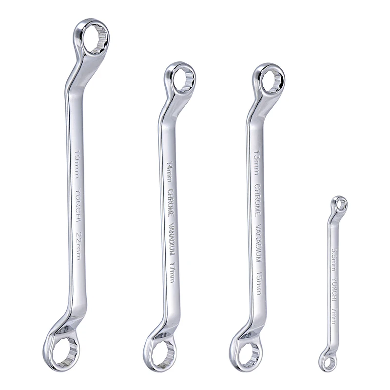 

4pcs Box End Wrench 5.5-22mm Dual Head Double End Ring Spanner Deep Offset Spanner Garage Workshop Tool CR-V with Rolling Pouch