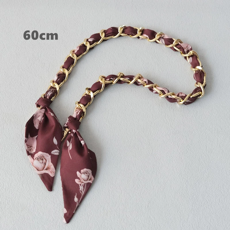 Neue Mode Marke Frau Handtasche Zubehör Ketten Abnehmbare Blumen Druck Metall Seide Schulter Gurt Frauen DIY Kette Tasche Griffe – Detail 11