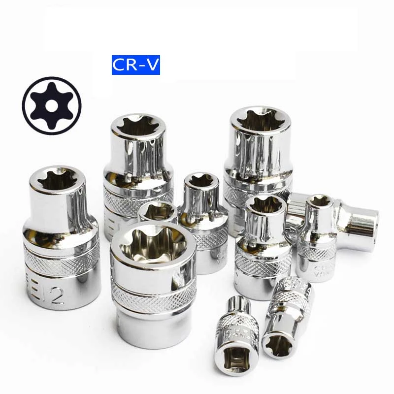 Juego de llaves de tubo Torx Star Femal, 3/8 ", cabeza de llave de tubo tipo E E4, E5, E6, E7, E8, E10, E11, E12, E16, E18, E20, 12 Uds.|Enchufes| - AliExpress