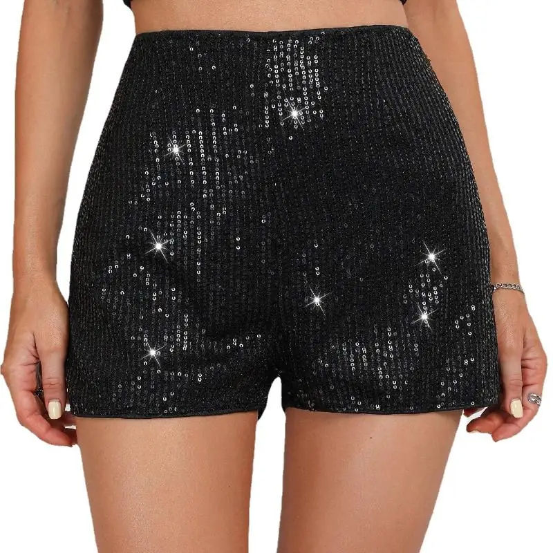 Y2K Shorts for Women Summer Sequin Bottoms Women's Pants Black Streetwear Girl Korean Style Outfit Fashion Woman Clothing