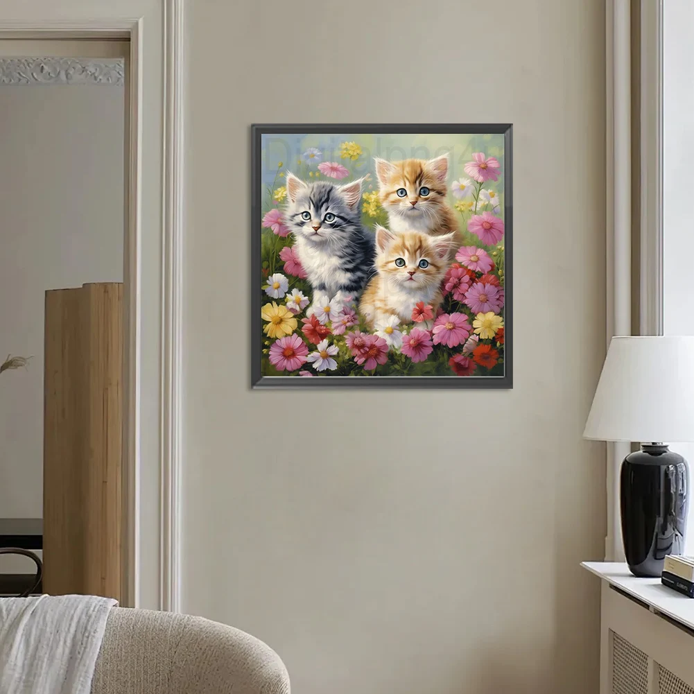 Cats 5D DIY Full Drill Round Diamond Painting Kit for Home Wall Room Decor
