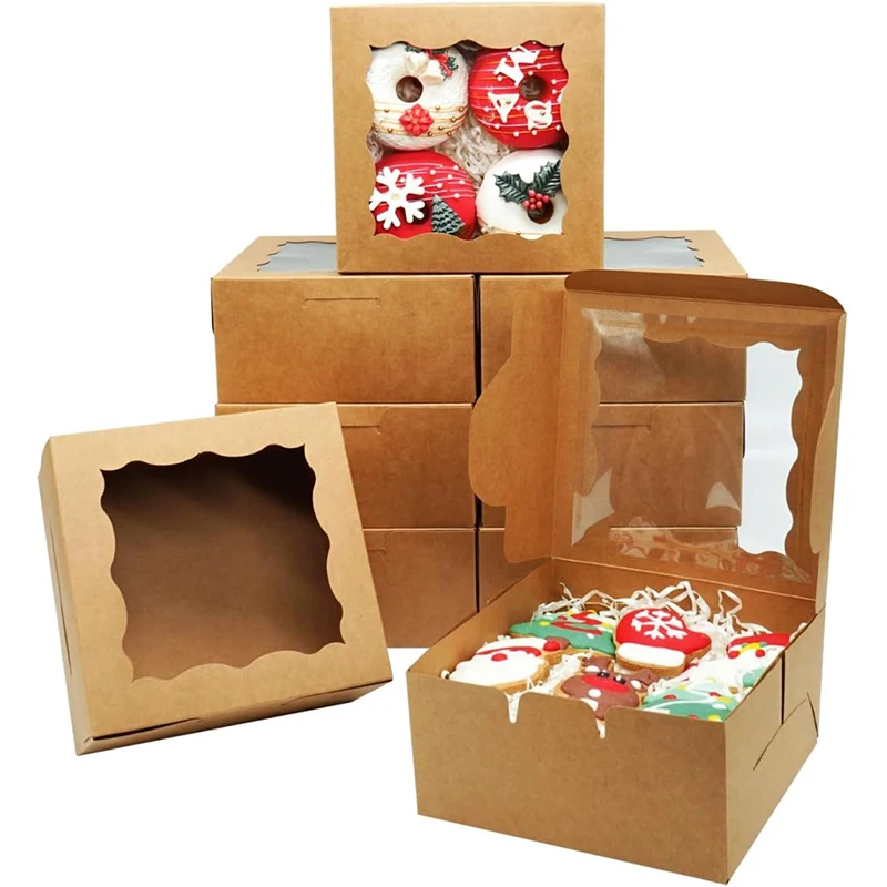 Fippy 15 scatole per cupcake a 6 fori con finestra, piccole scatole da forno, scatole regalo preassemblate per cupcake, pasticceria, biscotti, dessert (bianco