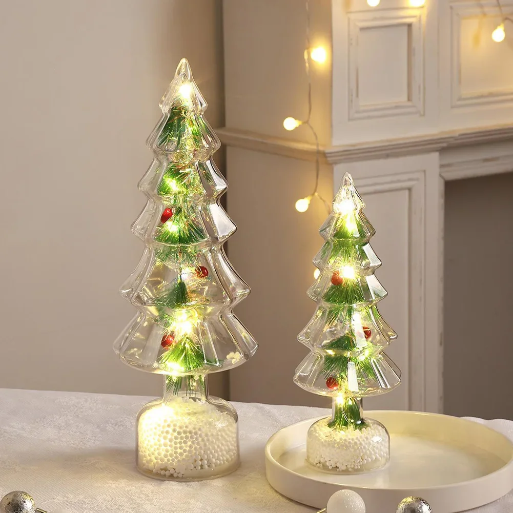 Realistic Pine Needles LED Tabletop Christmas Tree Night Light Holiday Home Bedroom Decor Gift for Family Christmas Lights