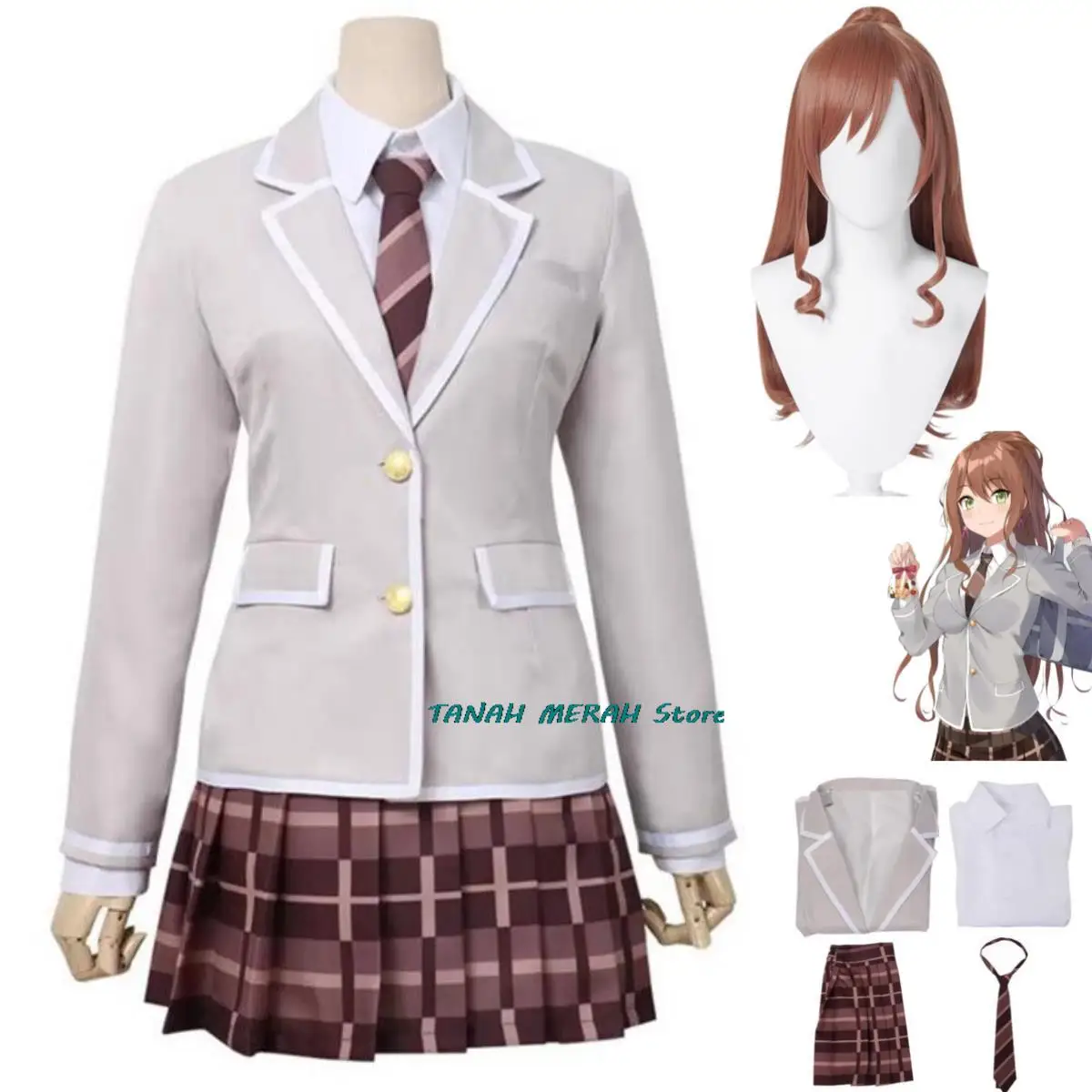 

Anime BanG Dream! Imai Lisa Rimiri Toyama Kasumi Cosplay Costume 3rd Year Japanese JK School Uniform Wig Woman Kawaii Party Suit