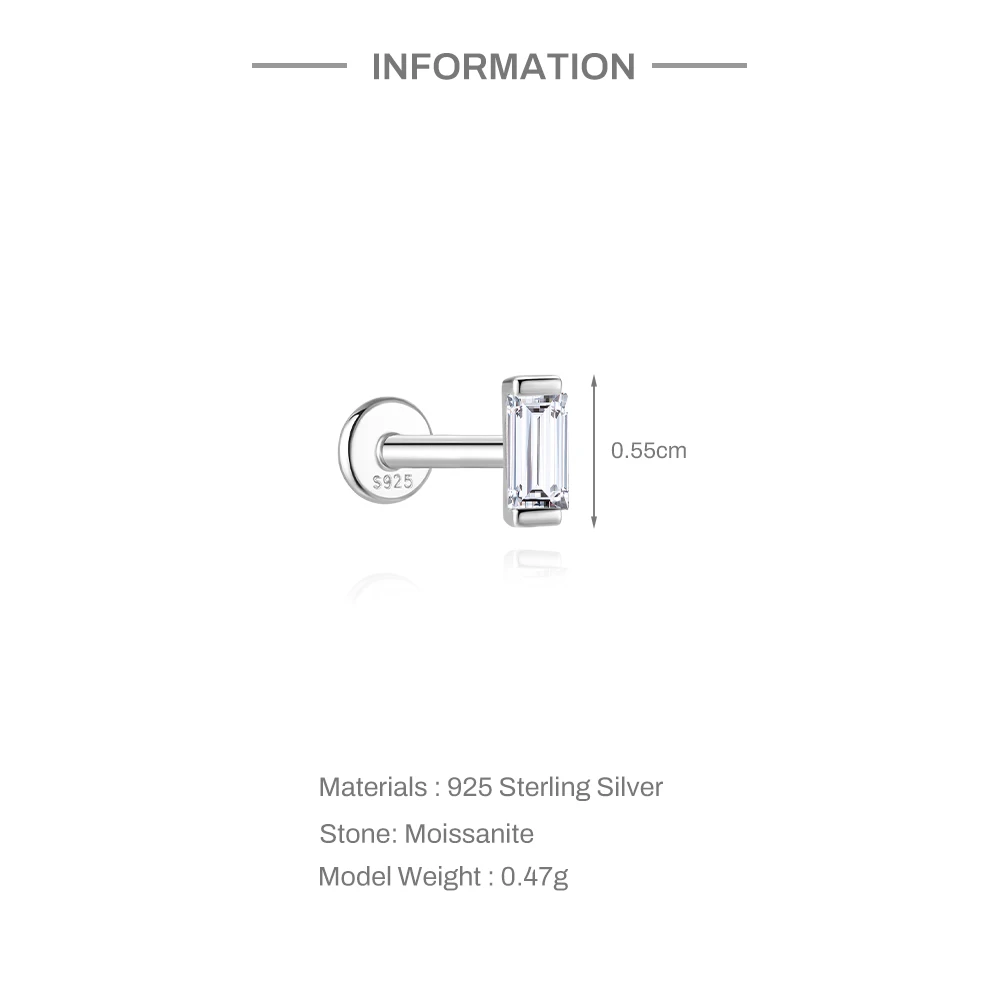 Aide S925 Sterling Silber Vielseitiger Piercing Fit Moissanit Piercing Schmuck Stern Klee Mond Ohrstecker Knorpel Hoops für Frauen – Detail 23