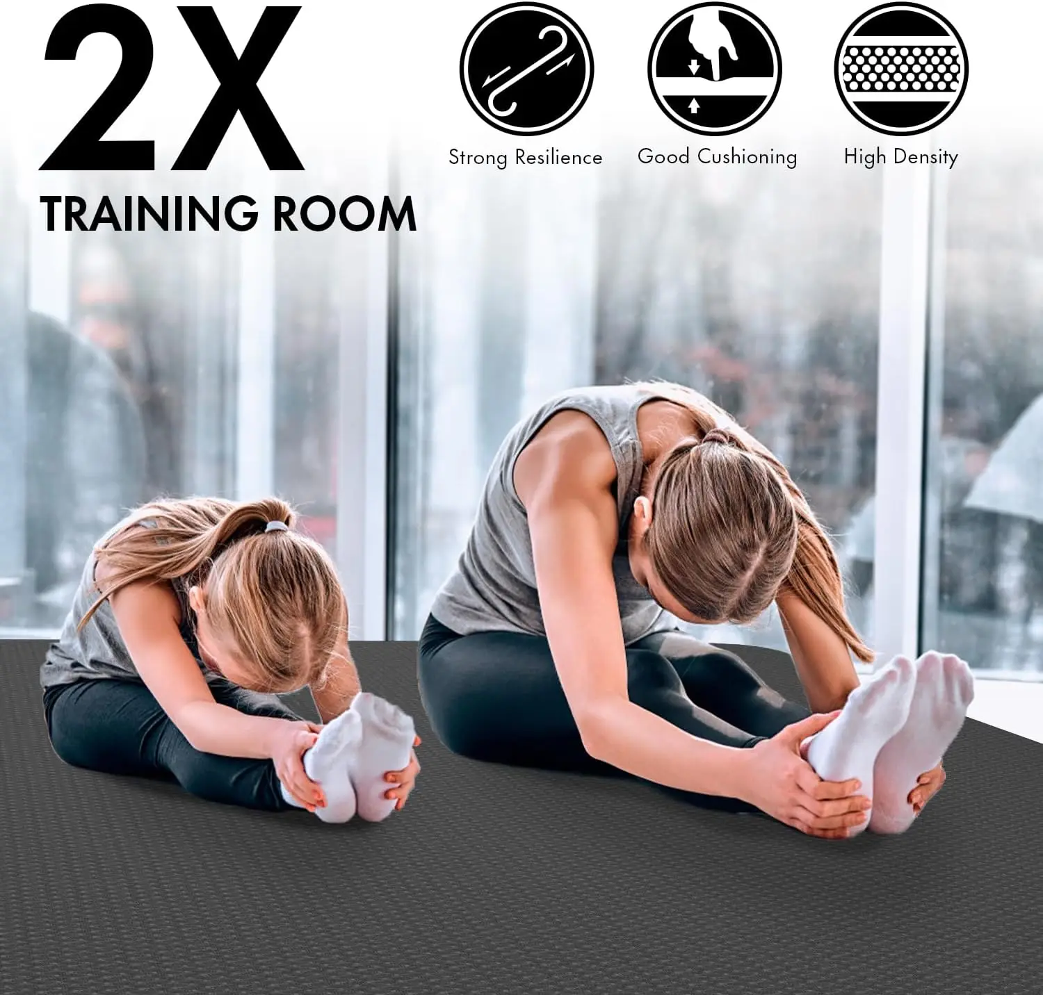 Extra Wide 6x4ft Large Yoga Mat - 1/4 2