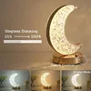 Bedroom Crystal Touch Dimming Night Light Girls Room Home Decor Aesthetics USB Bedside LED Ambient Table 3d Moon Lamp 3