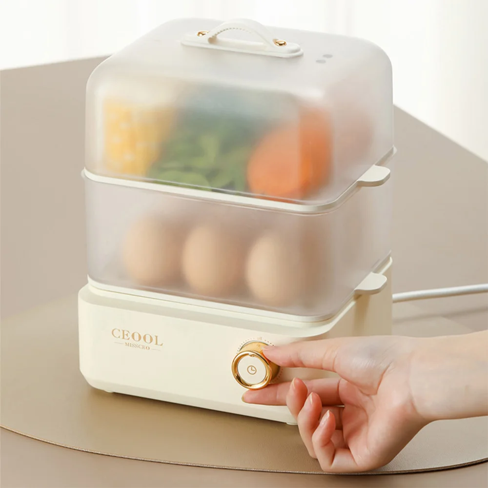 

Double layer Electric Egg Cooker Timed Egg Boiler Automatic Steamer Breakfast Machine Egg Custard Steaming Cooker Food Warmer