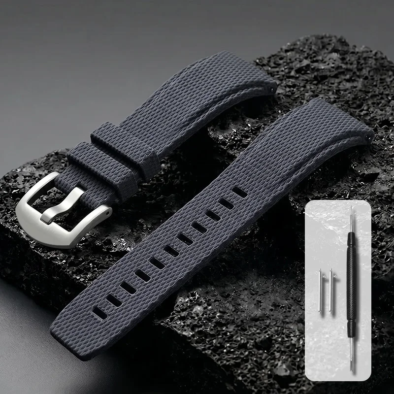Curved Quick-Release Fluororubber Watch Strap - Adjustable Universal Replacement