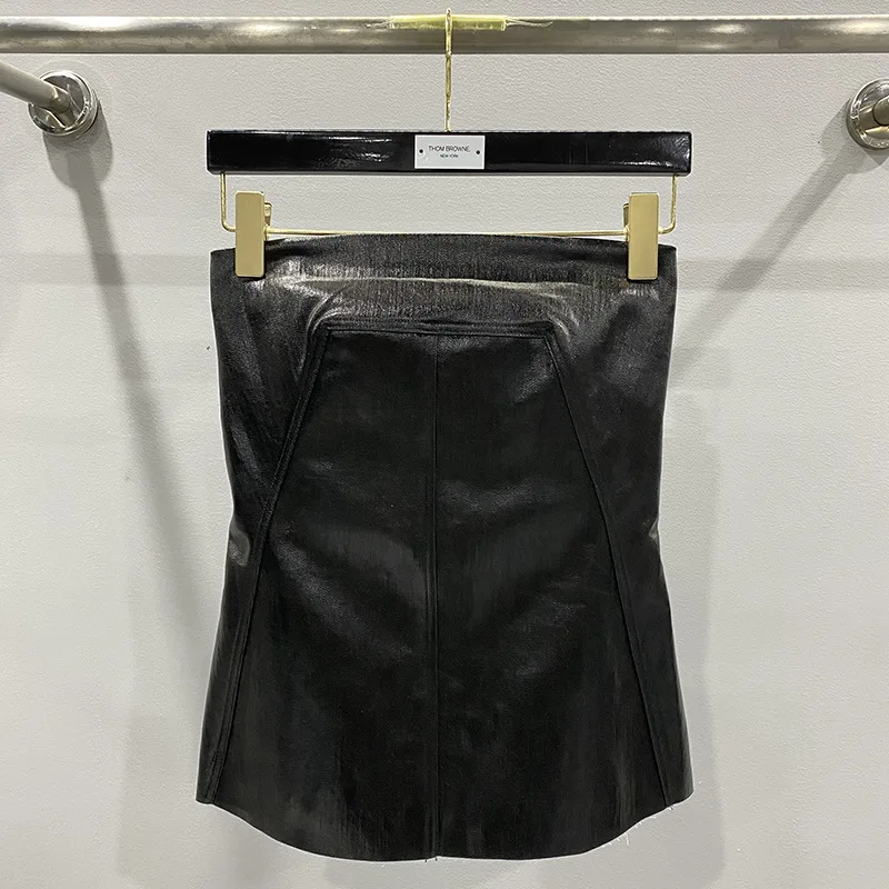 

Y2k Rick Bodysuit Rave Outfit for Women Temperament Bralette-style Tops RO Owens Black Rave Party Dresses Coated Waxy Surface