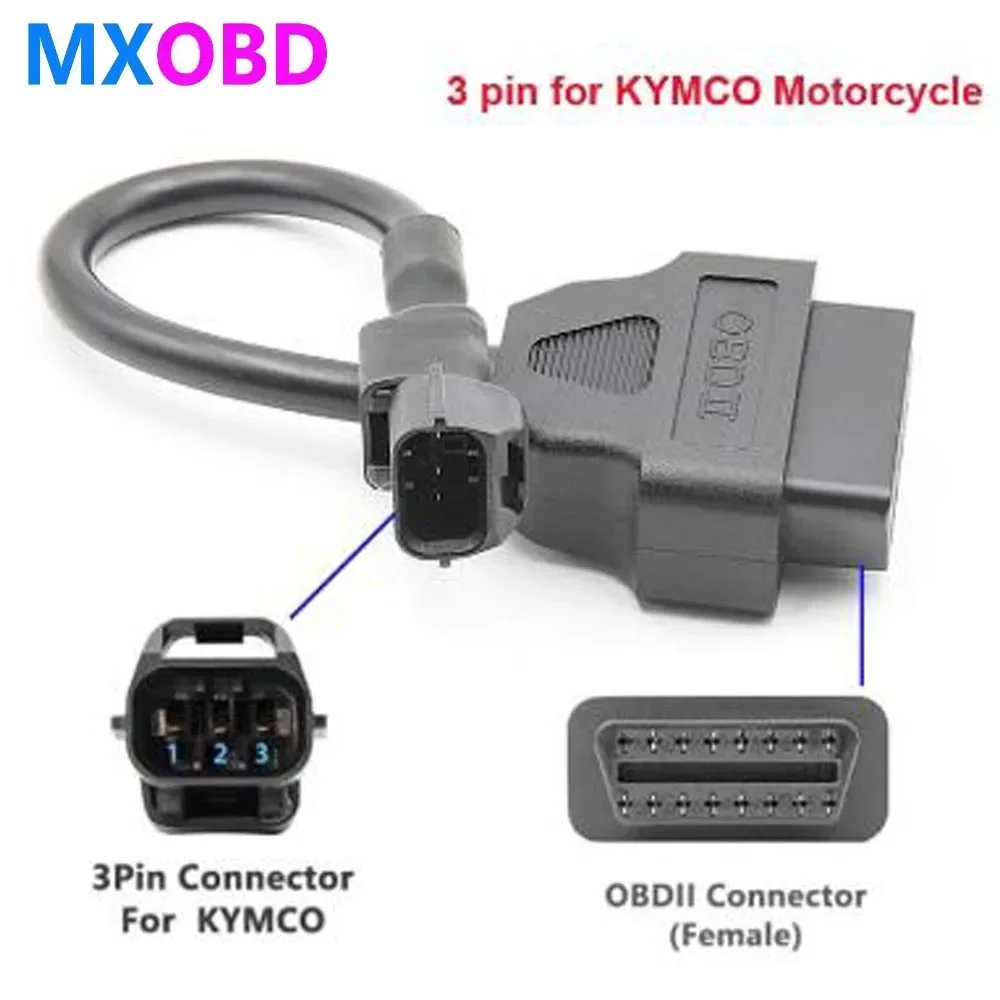 

OBD-адаптеры для Kymco 3 Pin-16 Pin Autocycle, OBD2, удлинители для диагностического кабеля, разъемы для KYMCO 3 Pin Motocycles