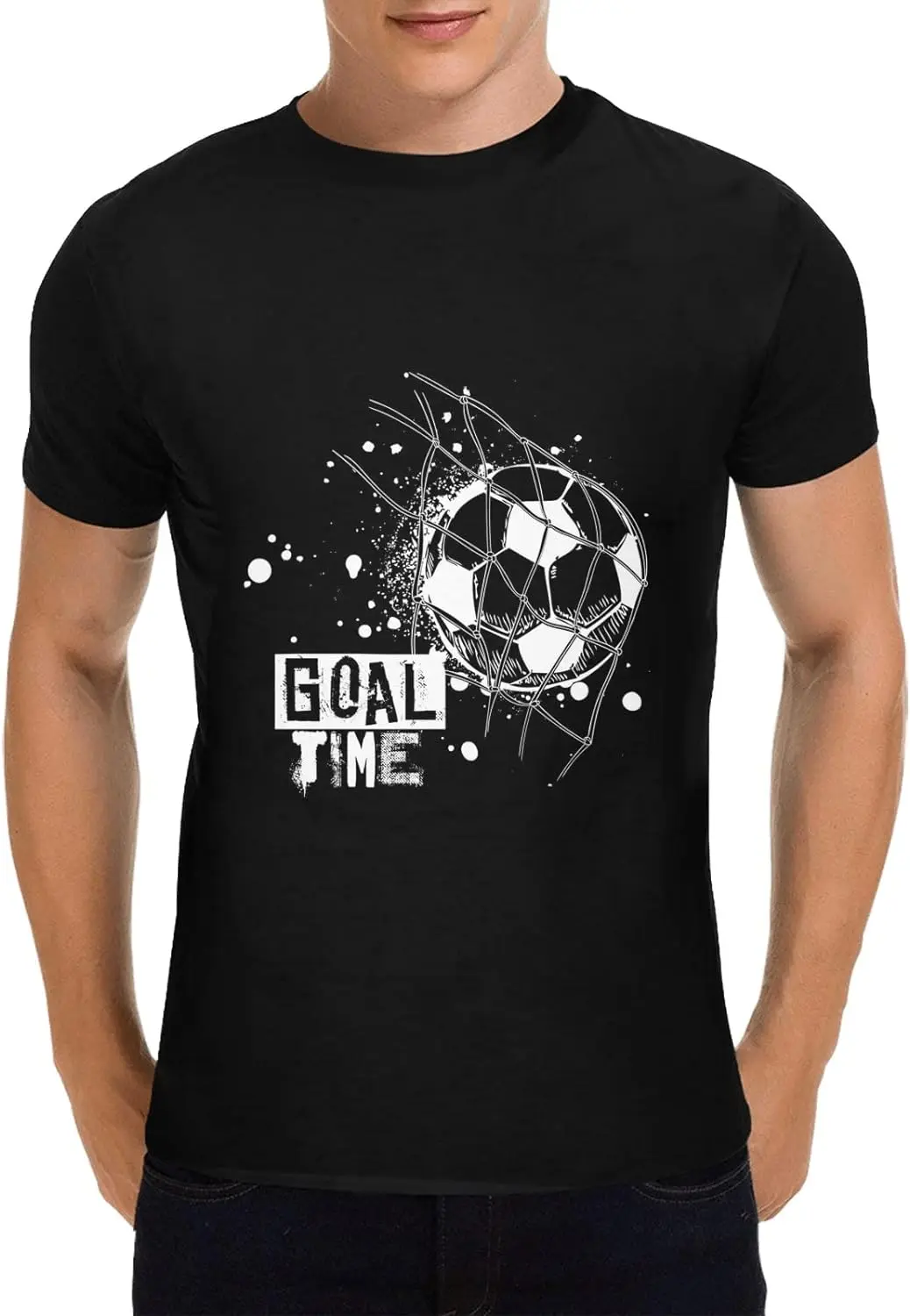 

Мужская хлопковая футболка с коротким рукавом, односторонняя модная черная футболка из чистого хлопка с круглым вырезом и принтом