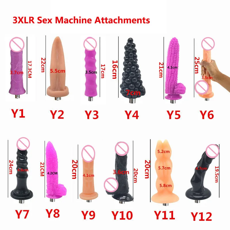 Automatic Sex Machine Dildos Attachment with 3XLR Connector Solid Soft silicone Big Penis Sex Toys for Women Masturbation sex toy