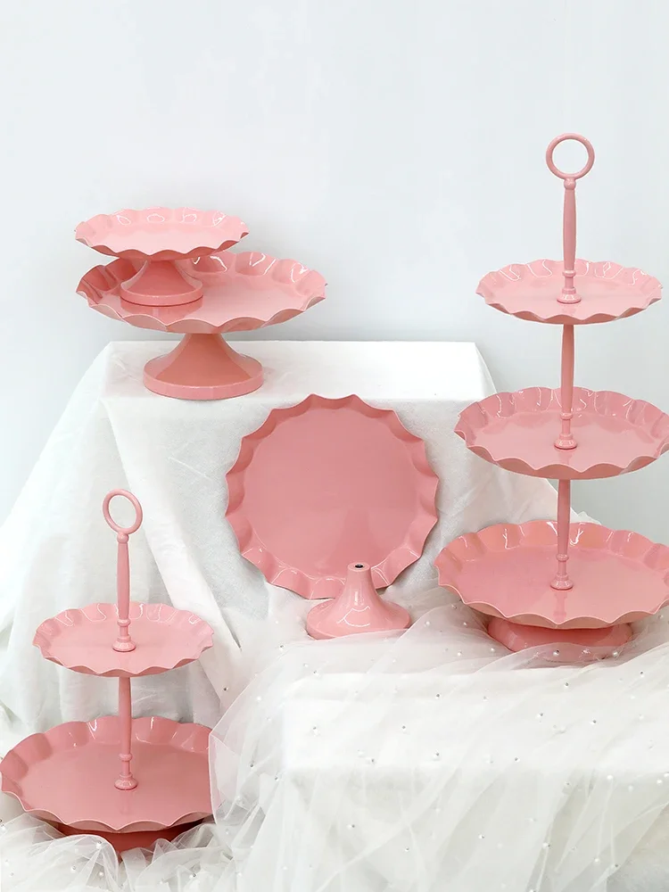 Pink Wedding Cake Stands Food Cupcakes Dessert Display Rack Holder for Party Bakeware Dinnerware Food Tray Girl Princess Party