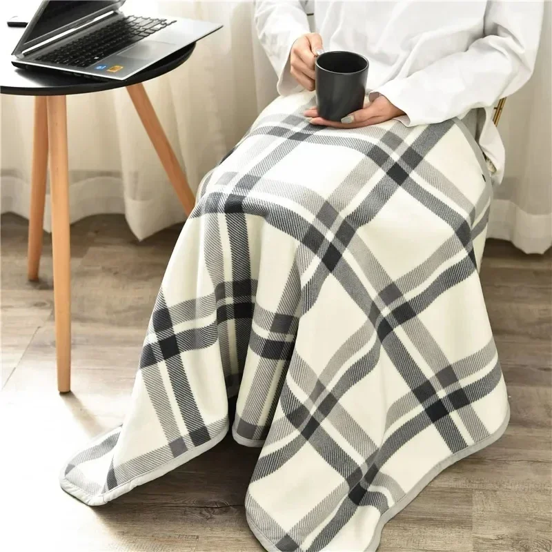 Cozy Plaid Wearable Blanket - Soft Fleece Shawl for Adults, Office, Travel & Home