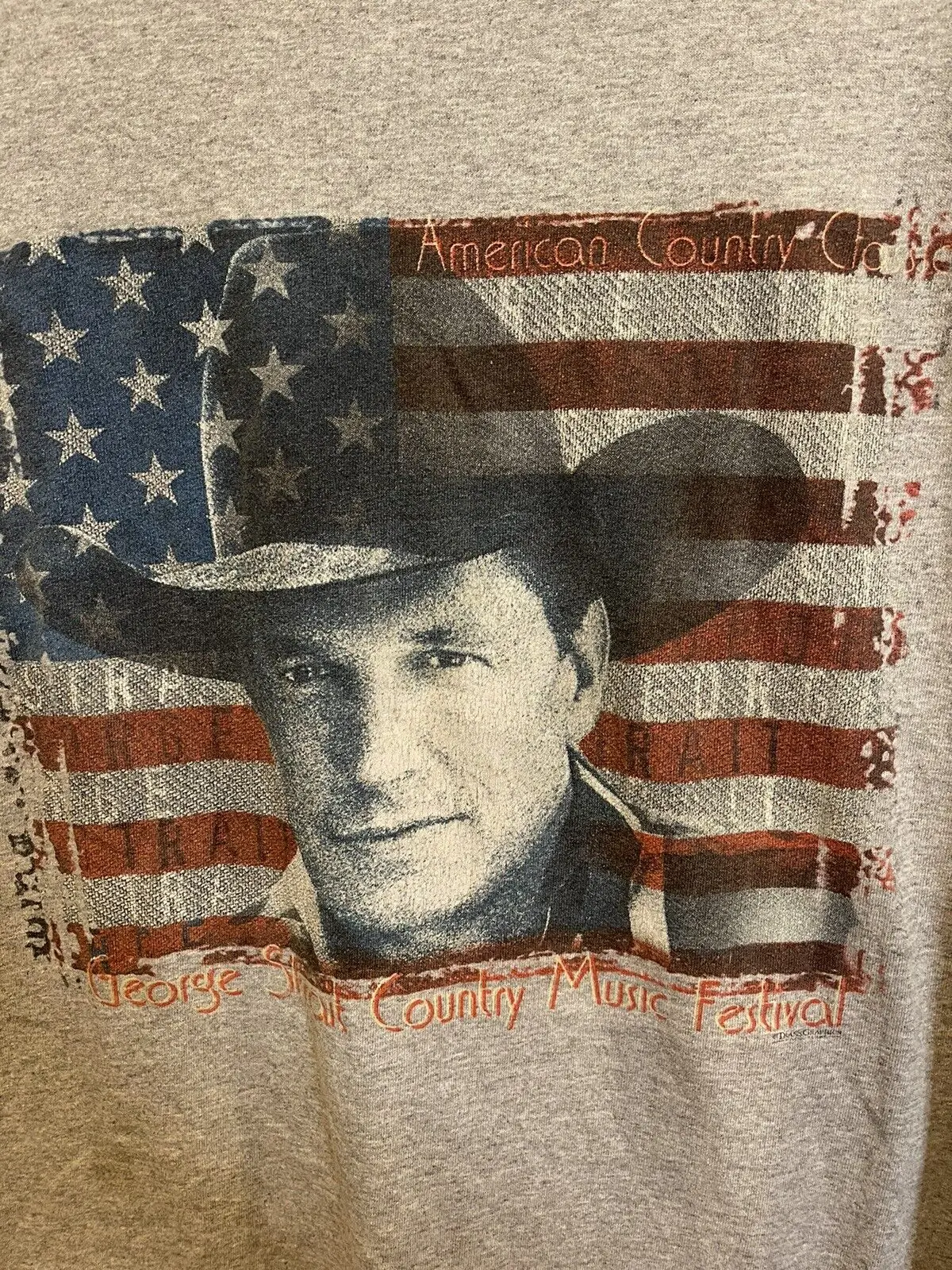 T-Shirt Grigia Vintage 1990S George Strait Country Music Festival Taglia L