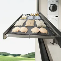Foldable Clothes Hanger Wall Mounted Traceless Socks Underwear Drying Rack with Hooks Space-Saving Balcony Laundry Drying Rack 2