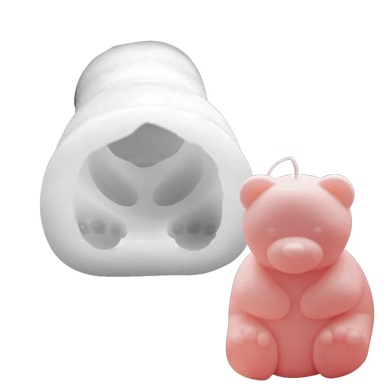 Bear Candle Silicone Mould Sitting Bear Baking Plaster Mold DIY Aromatherapy Gypsum Ornaments By Hand Mold Baking Plaster aromatherapy candle mold silicone mold silicone candle molds silicone candle mold candle mold