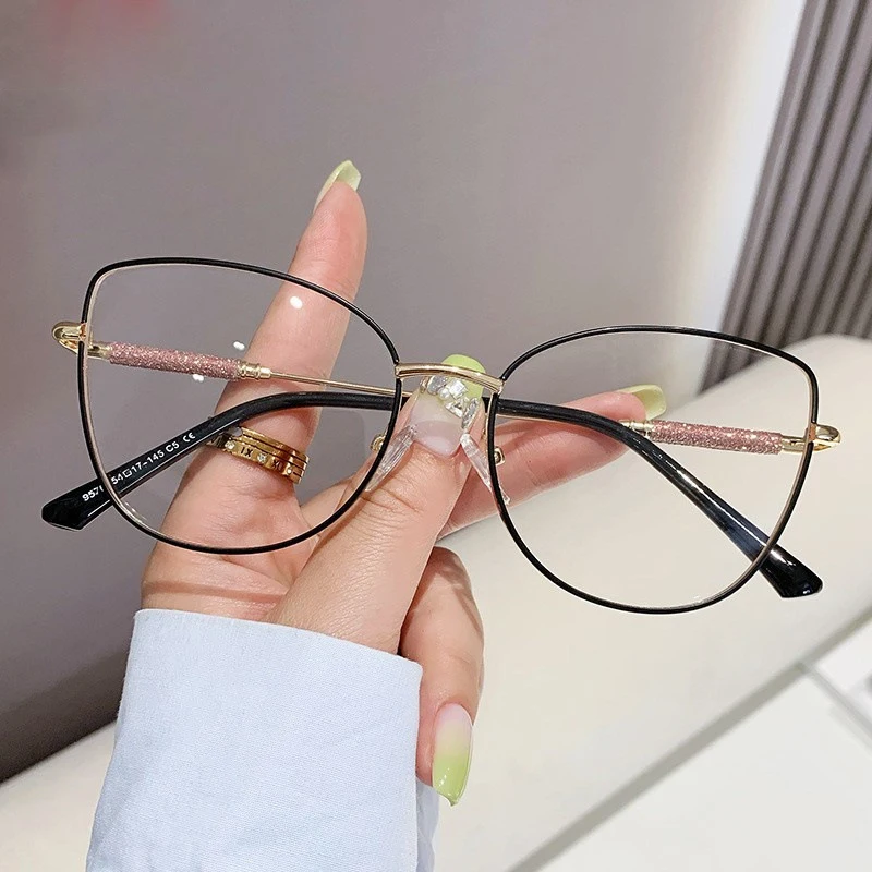 New Cat Eye Blue Filter Reading Glasses Women Elegant White Metal Eyeglasses Frame Computer Goggles Fashion Presbyopia Eyewear 4