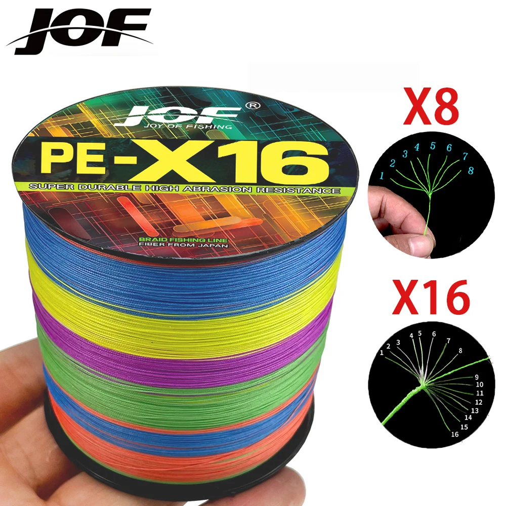 JOF X8 X16 Strands PE Braided Fishing Lines 0.16mm-0.8mm 18-200LB