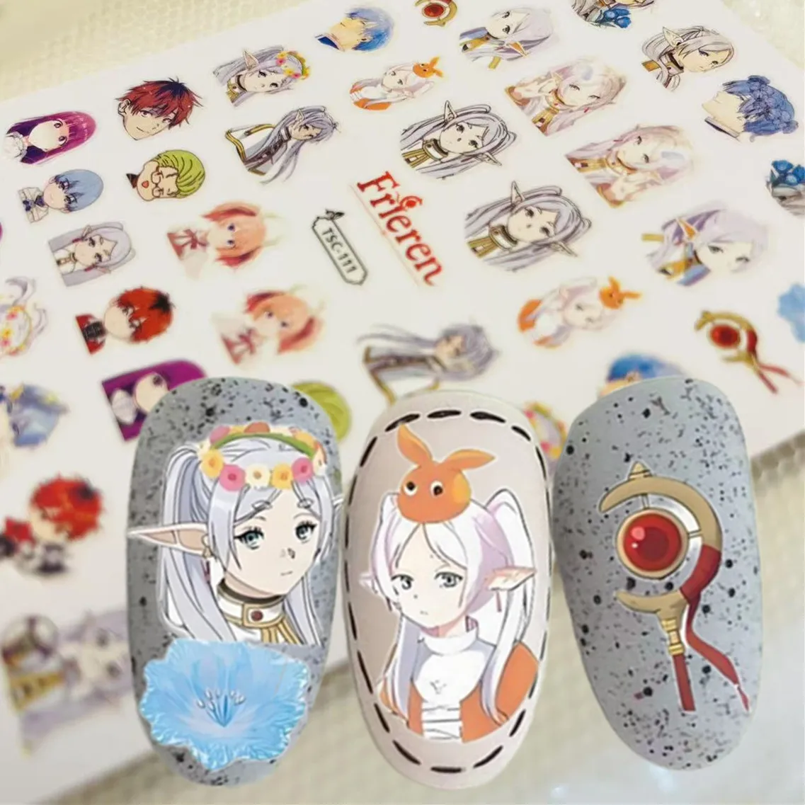 TSC-111 Frieren Anime Girl 3d Nail Art Stickers Nail Decal Stamp Slider