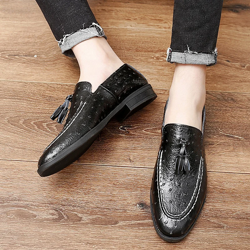 Brand White Tassel Men's Leather Shoes Casual Moccasin Homme Men's Oxford Shoes Flat Men's Boat Shoes Business Men's Loafers