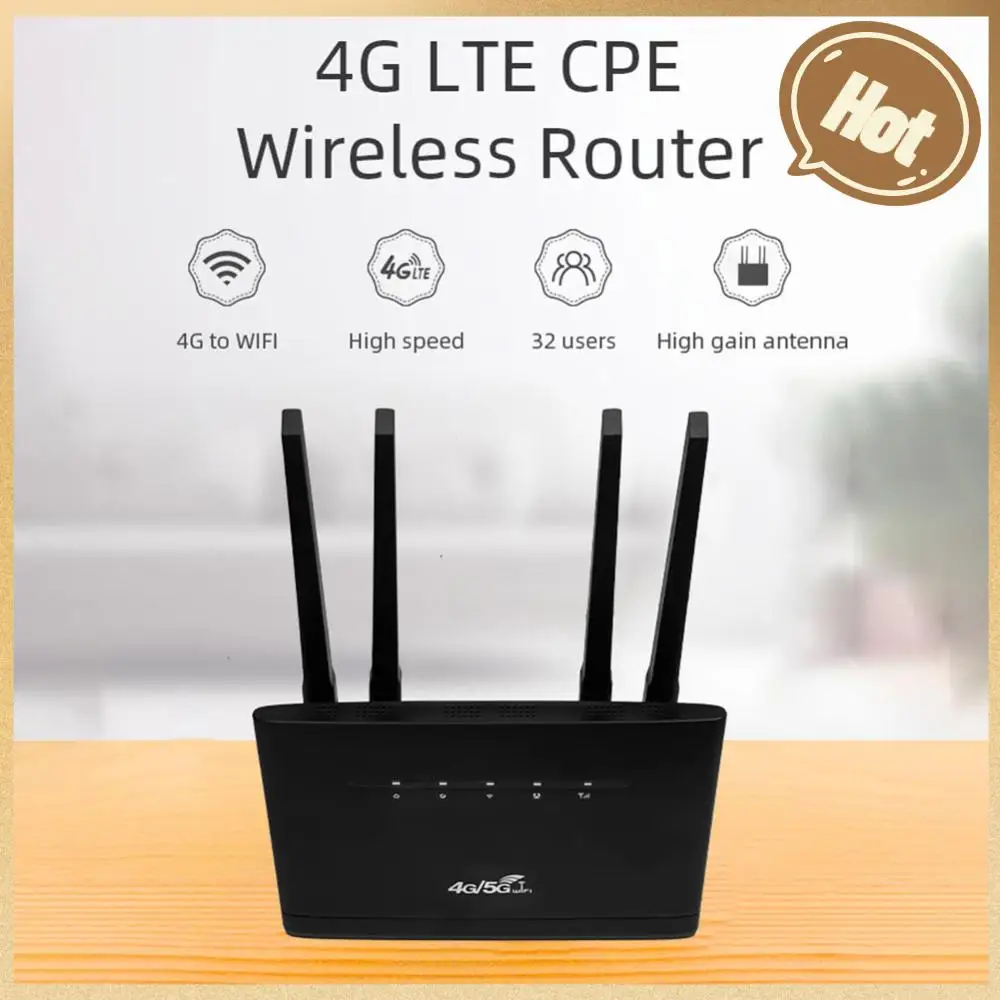 

4G CPE Router 4G WIFI Router 300Mbps with SIM Card Slot Wireless Modem RJ45 WAN LAN WIFI Router Modem Support 32 Users for Home