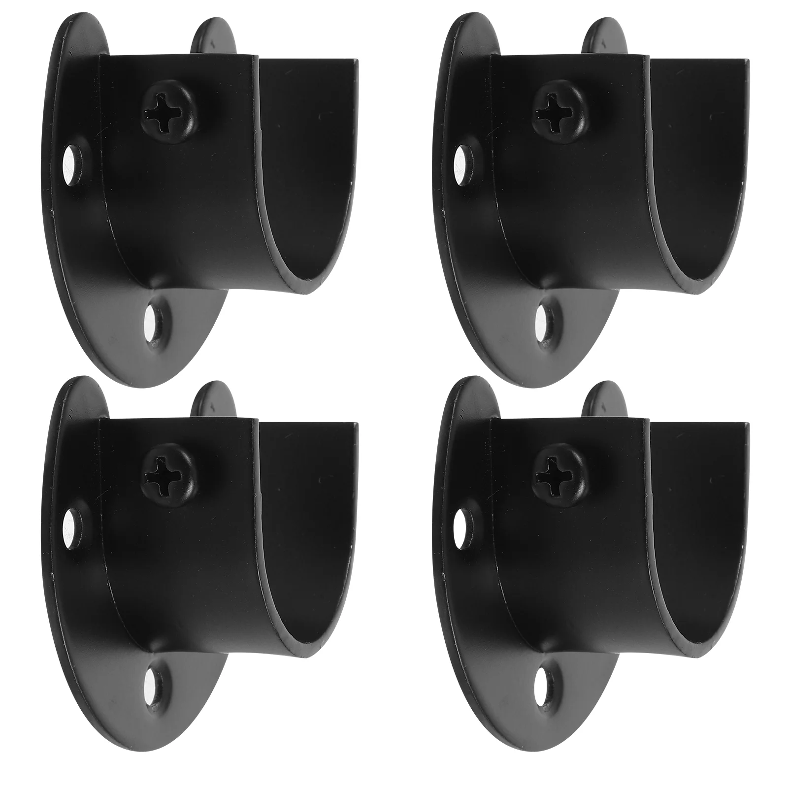 

4 Pcs Wall Pole Flange Seat Shower Curtain Socket Towel Bar Wardrobe Rod Holder Closet Bracket Stainless Steel