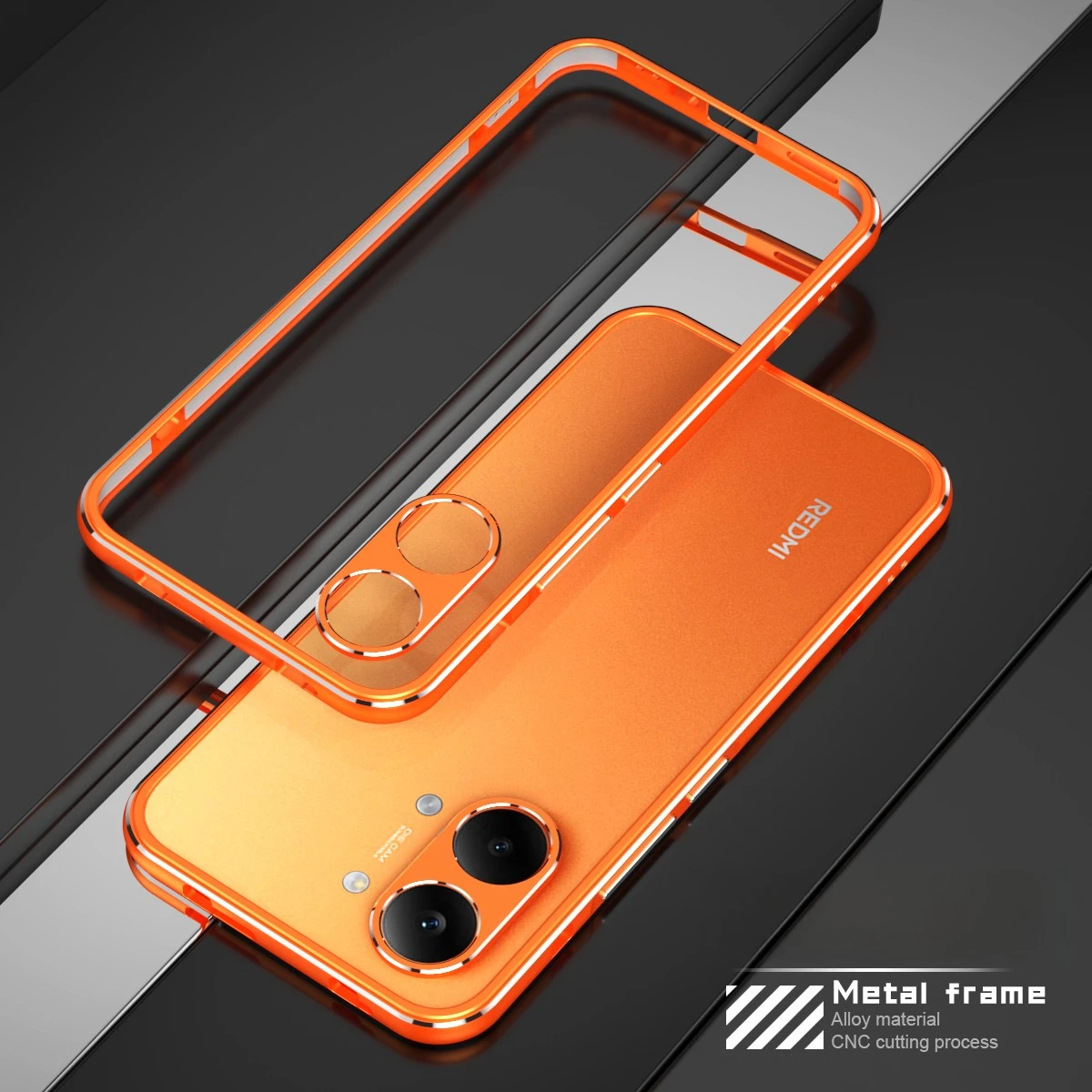 Luxury Aluminum Alloy Frame Shockproof Case with Bare-skin Feel and Metal Lens Protector