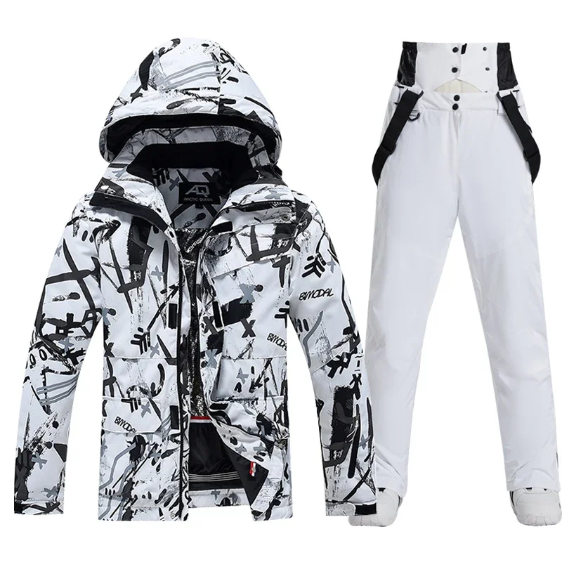-30 Degree Ski Suit for Men Winter Windproof Waterproof Thick Warm Skiing Jacket and Snow Pants Set Outdoor Male Snowboard Wear