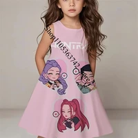 Robe sans manches pour filles avec impression 3D de personnages de jeux vidéo, robe de princesse décontractée d'été pour enfants de 3 à 12 ans, cosplay pour fête d'anniversaire 5