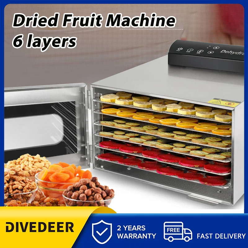 DIVEDEER Food Dryer 6 Layers for Home Use to Make Pet Snacks Jerky Fish Dried Fruit Wind Small Dried Fruit Machine