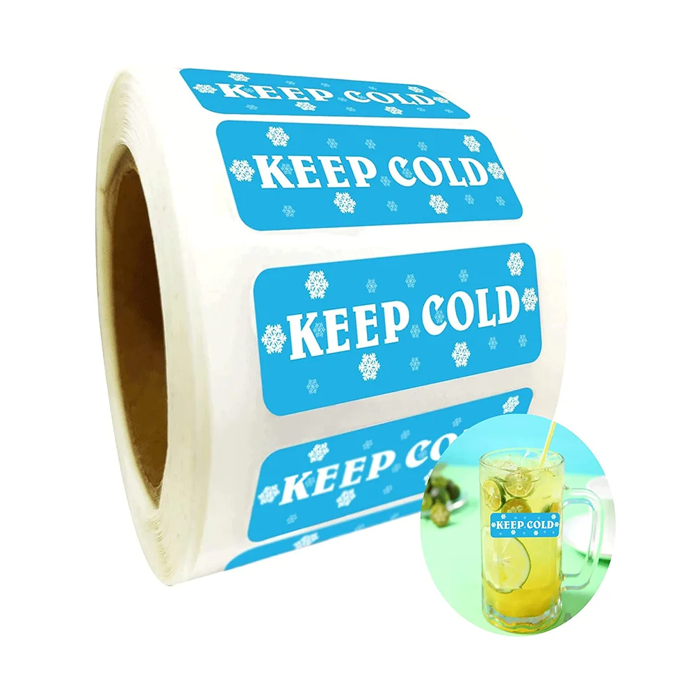 Rectangle Keep Refrigerated Stickers Waterproof Shipping Labels Fluorescent Blue Keep REFRIGERATED/Cold Food Warning Labels