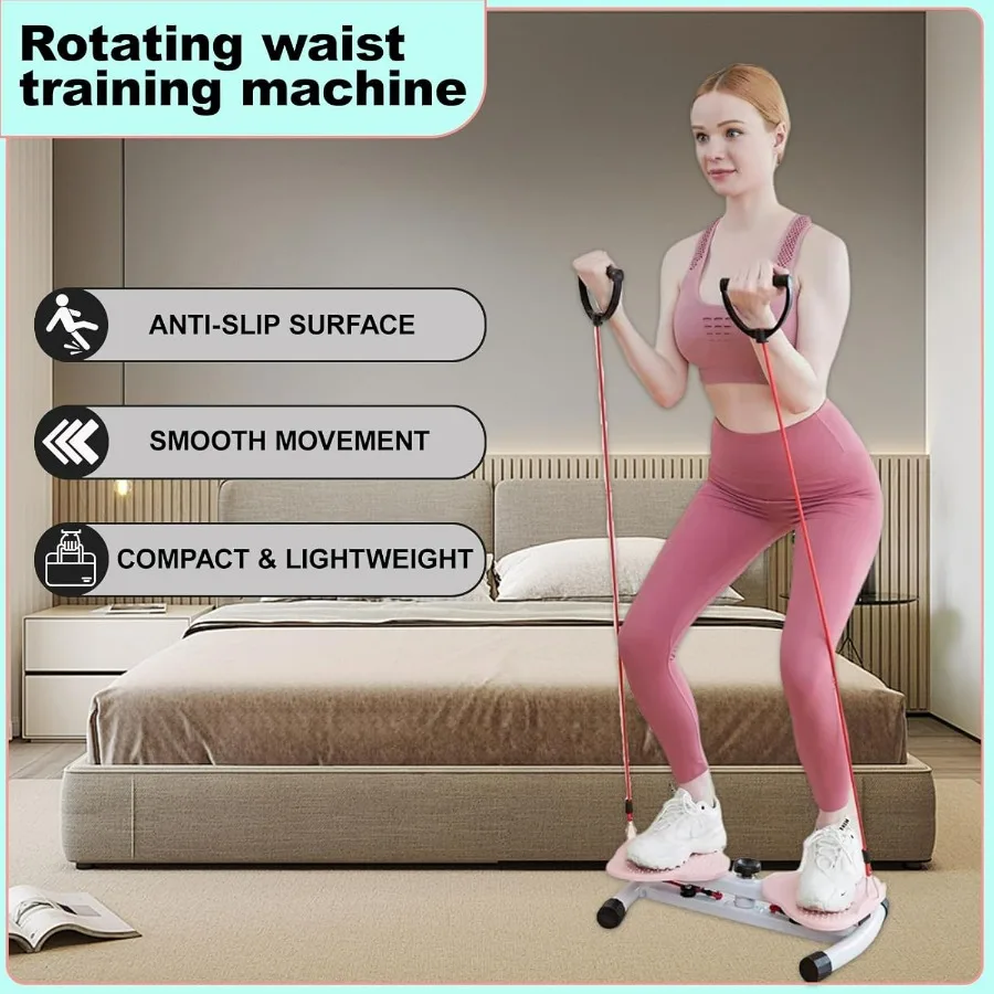 AB Twister Machine Exercise Twist Board Adjustable Resistance Waist Trainer, Carbon Steel Core Frame, 150KG Silent Pro Gym Syste