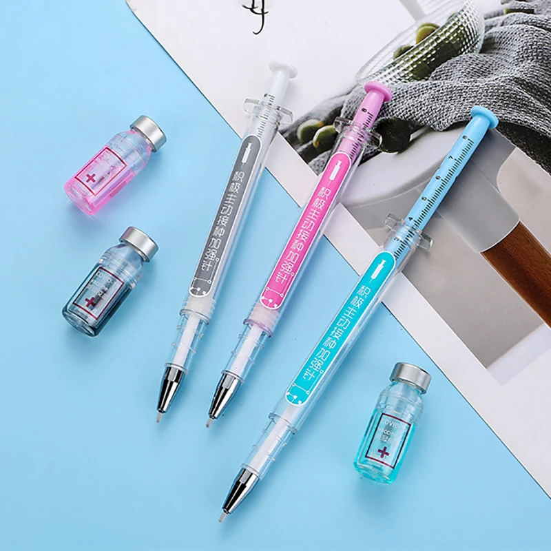

1Pcs Creative Novelty Syringe Modelling Neutral Pen Gel Signature Pens Cute Stationery School Office Supplies 0.38mm Gel Pen