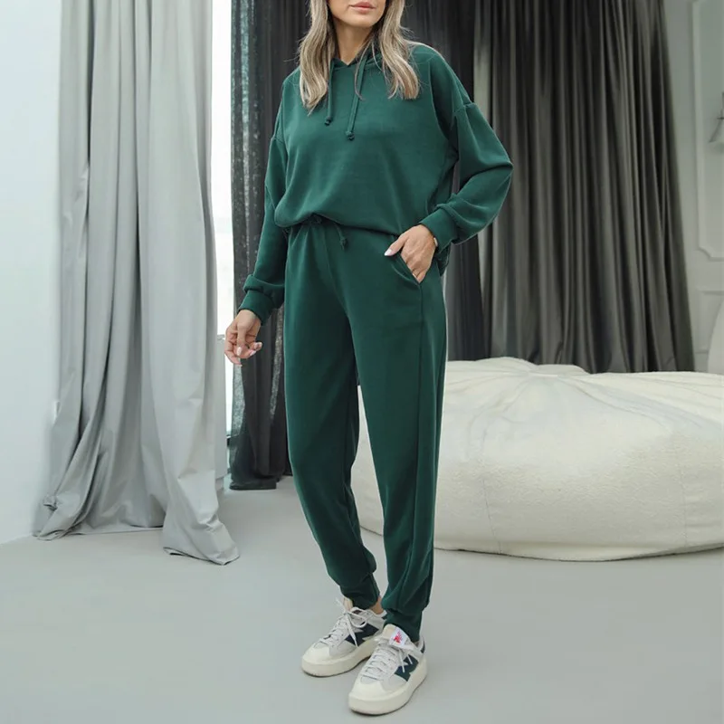 Women's 2022 Autumn New Loose Large Size Long-sleeved Hooded Sweater Sports and Leisure Pencil Pants Two-piece Set