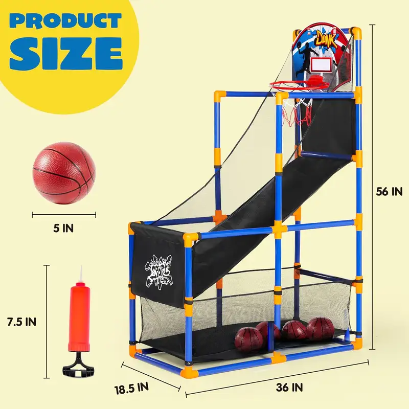 JOYFY Kids Arcade Basketball Game Set with 4 Balls and Hoop for 3-12 Years Old Indoor Outdoor Sport Play Holiday Birthday Gift - Image 6