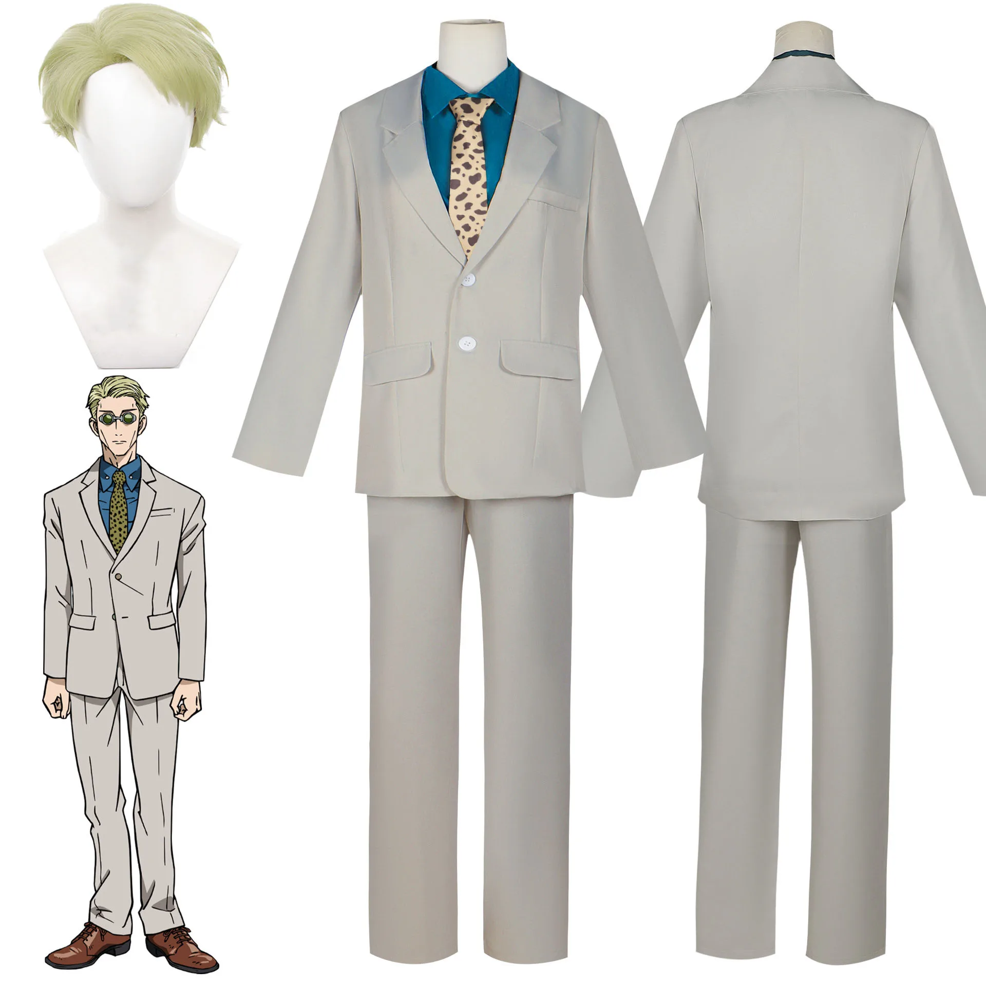

Nanami Kento Cosplay Costume Anime Cosplay Jujutsu Kaisen Costume Men Suit Shirt Pants Strap Tie Party Wig Suit