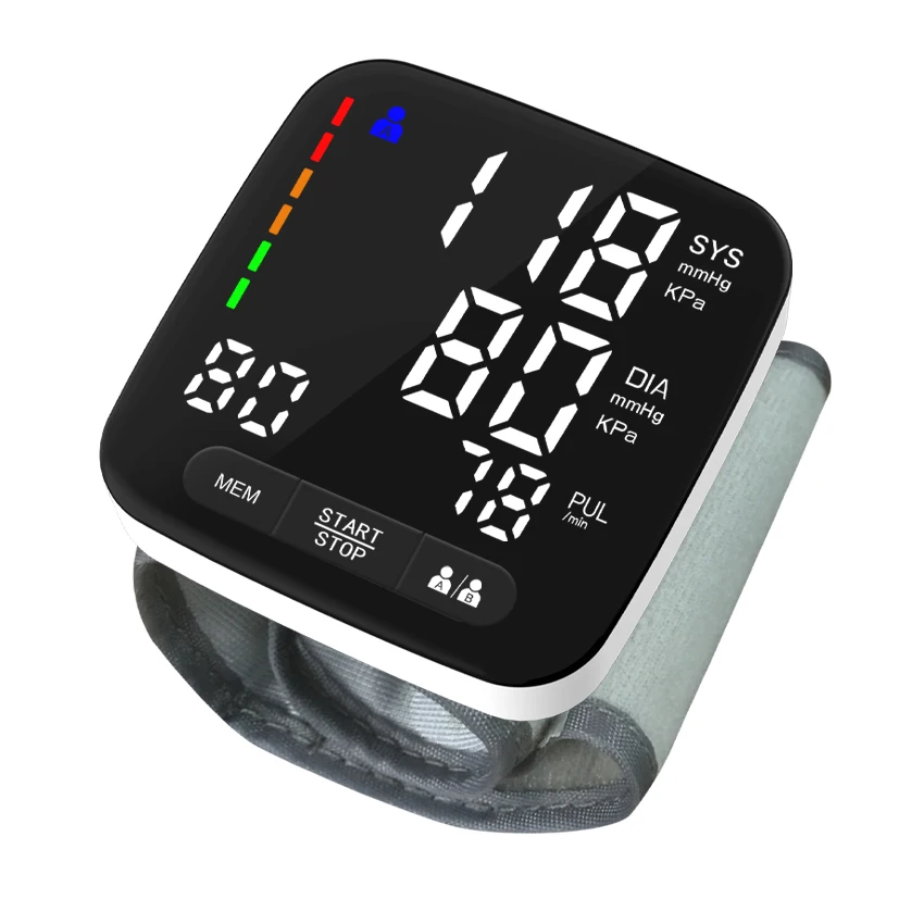 Smart Wrist Digital Electronic Medical Sphygmomanometer Large LCD Screen Measure Blood Pressure Household Heart Rate Monitor