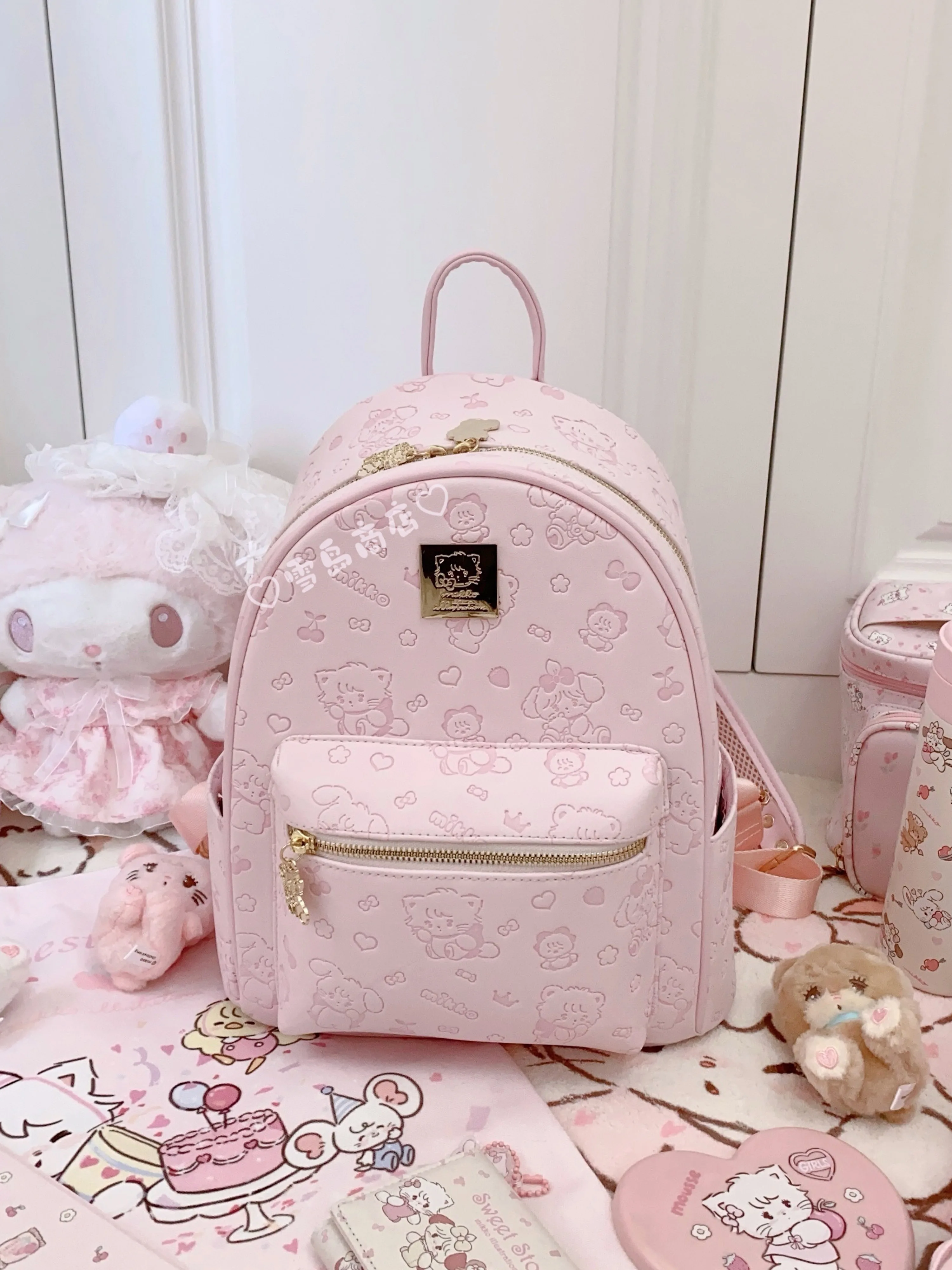 バッグ MIKKO Anime Mikko Double Shoulders Bag Mikko Printed Backpack Pink Cute