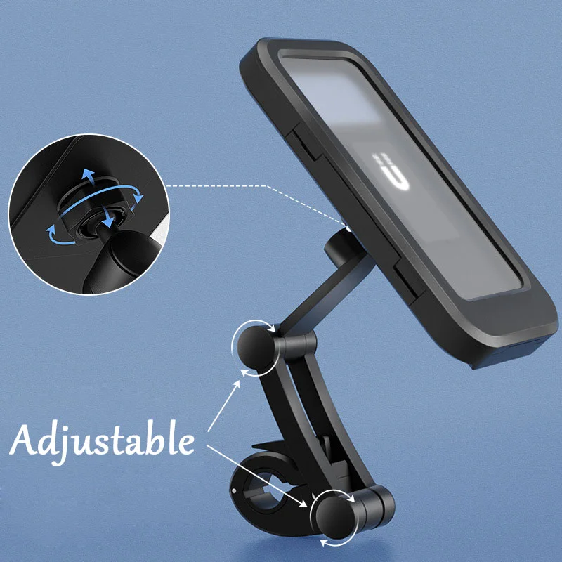 

Waterproof Motorcycle Bicycle Mobile Phone Holder Support Universal Motorcycle GPS 360°Swivel Adjustable Bike Cellphone Holder