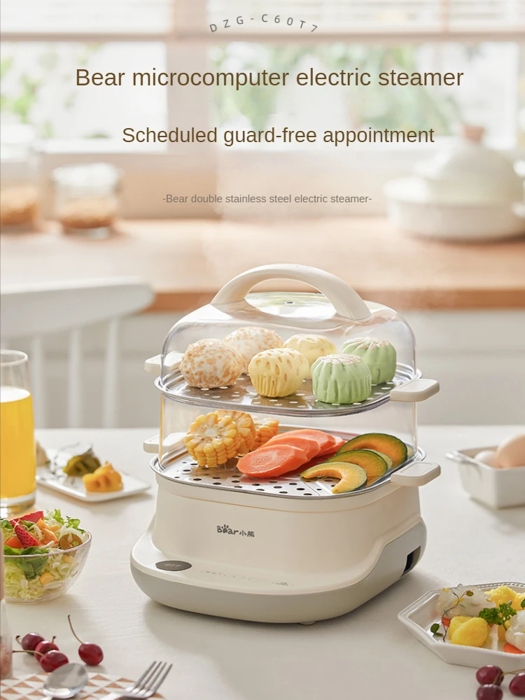 Bear Electric Food Steamers Multi-Functional Electric Steamer Food Warmer Steam Pot Multi-Layer Large Capacity Electric Steamer