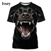 Camiseta con estampado 3D de perro, estilo urbano, manga corta, cuello redondo, ideal para hombre. Diseño moderno y elegante.