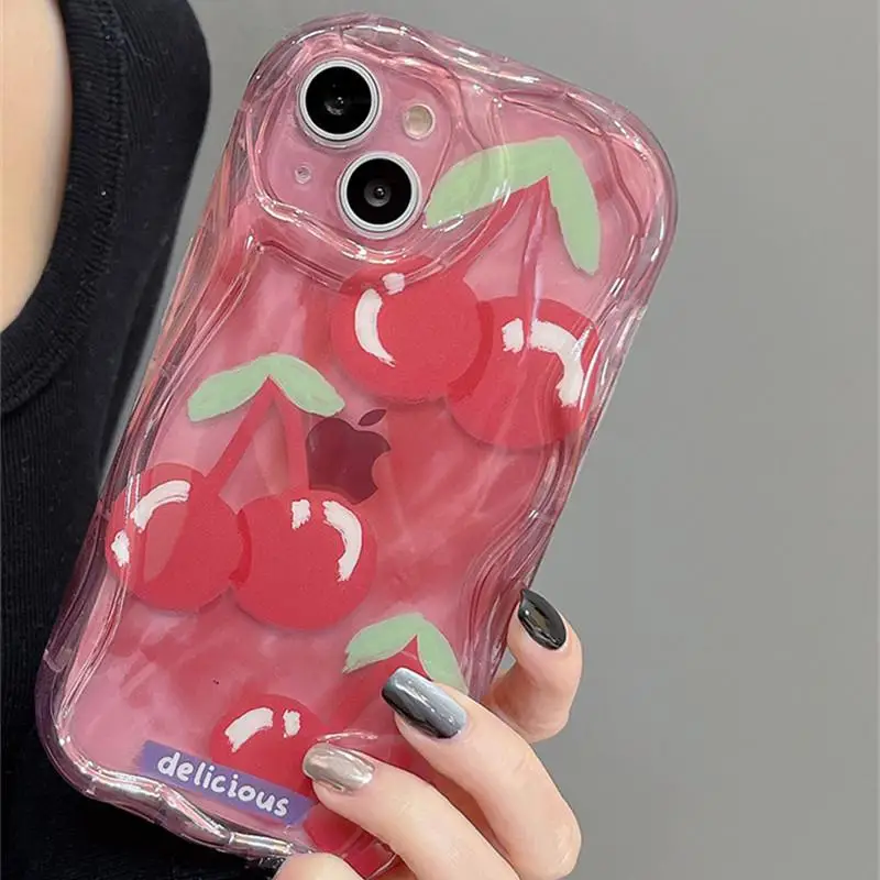 Red Cherry Pink Peach Wavy Pattern Phone Case