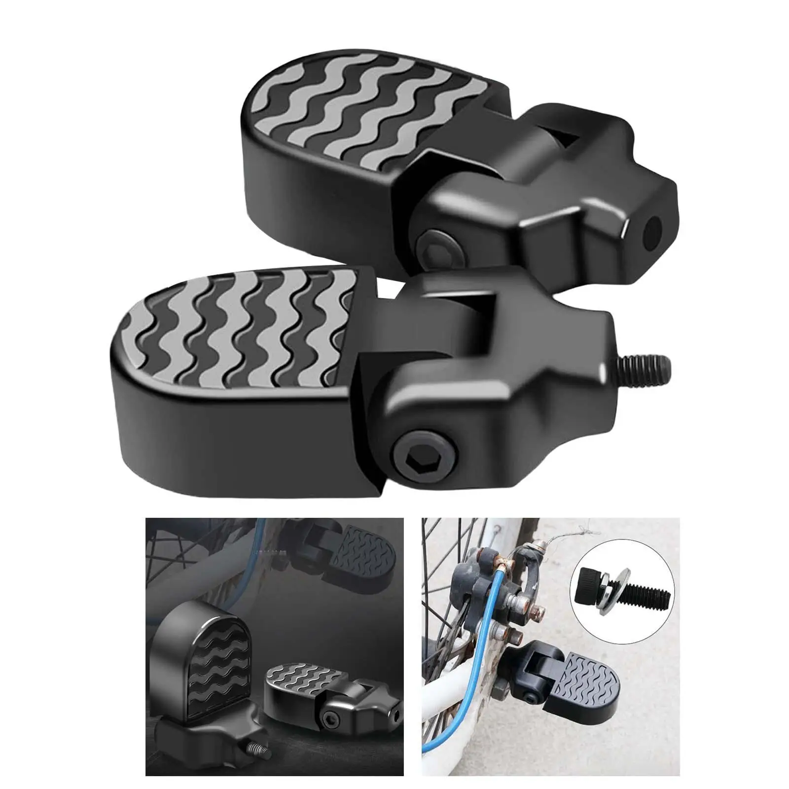 2x Bike Accs Folding Backseats Stands Aluminium Alloy Rear Pedals