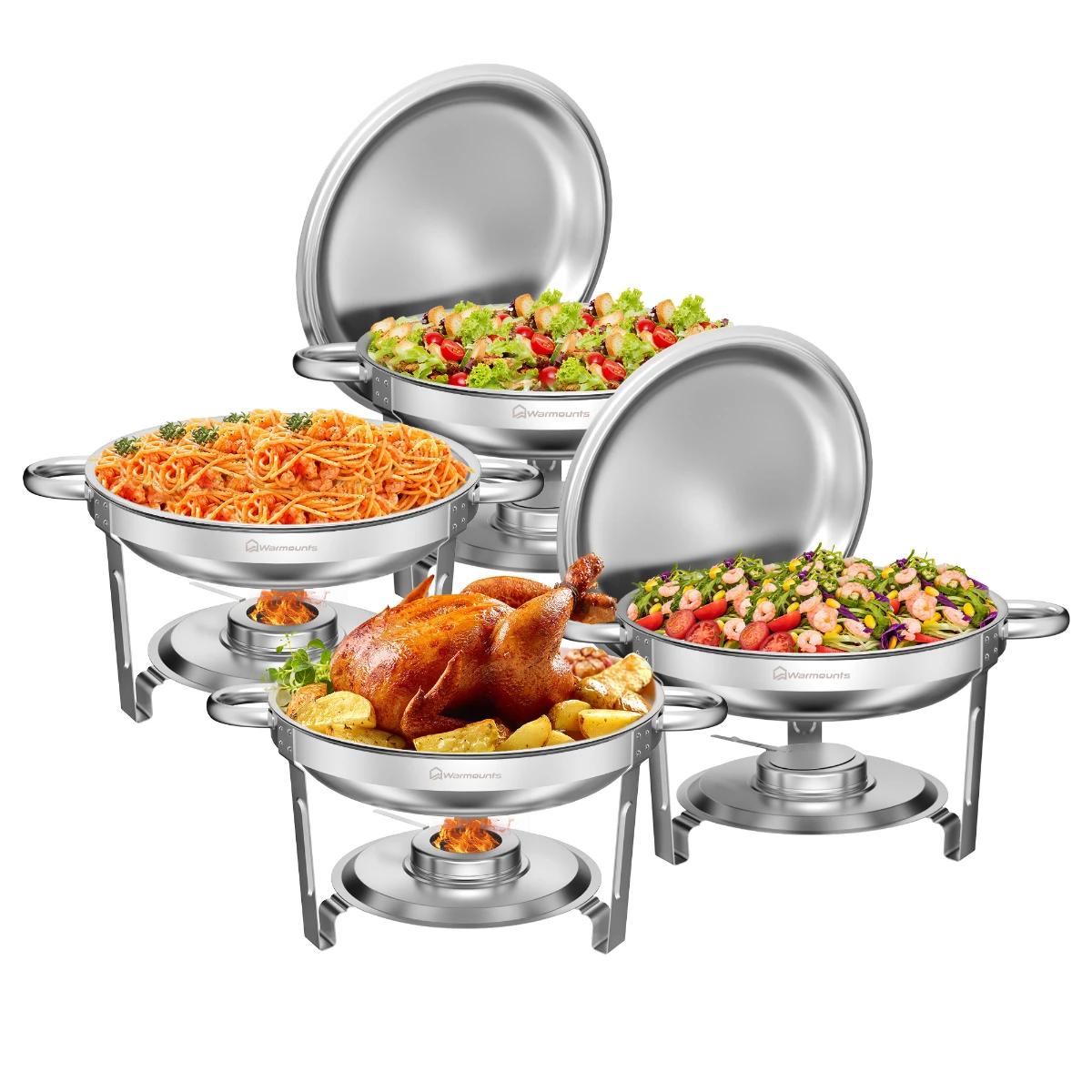 1/2/4/6 Pack Round Chafing Dish Warmer Container 2