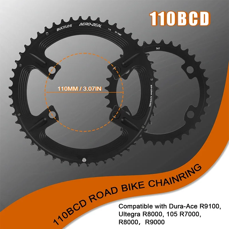 Ultralight Double Chainring for Road Bike 110BCD 50-34T 52-36T 53-39T Bicycle Cr