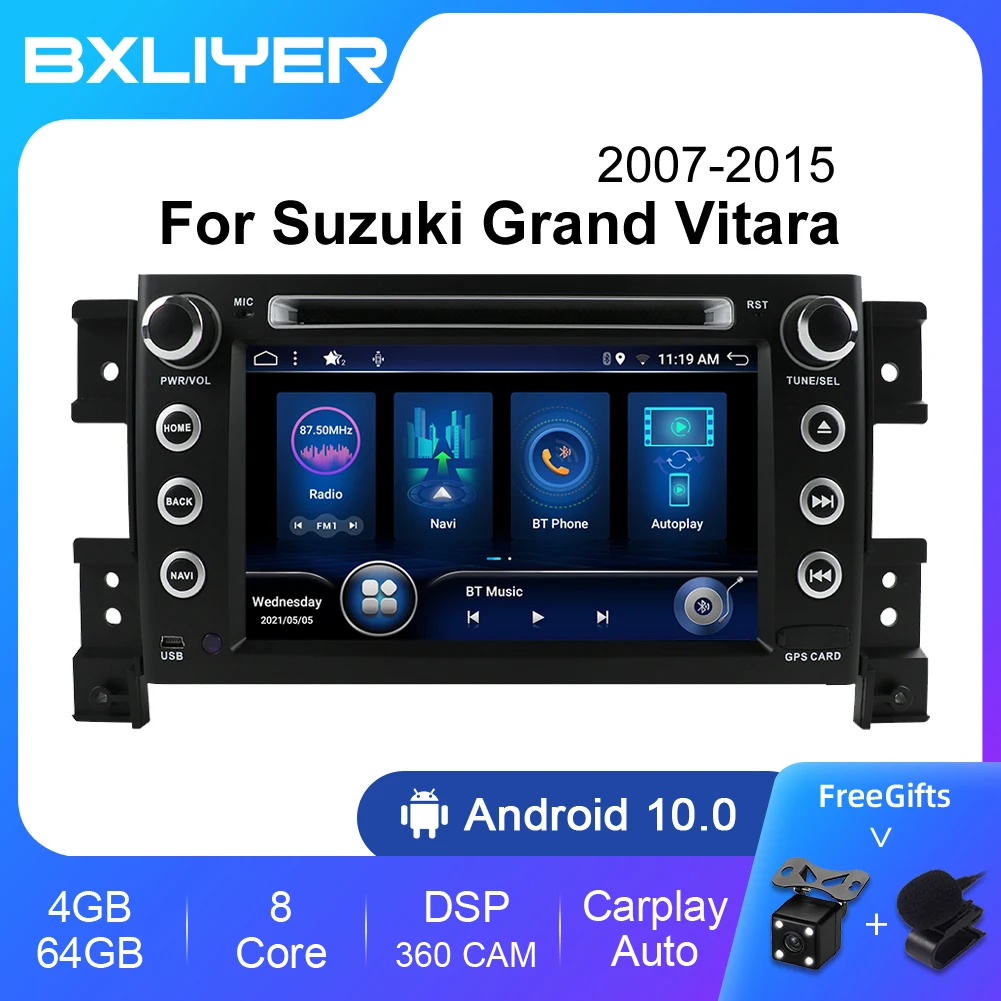 BXLIYER Android 14 Autoradio Für Suzuki Grand Vitara (2005-2015) - 9 Zoll Mit CarPlay & Kamera
