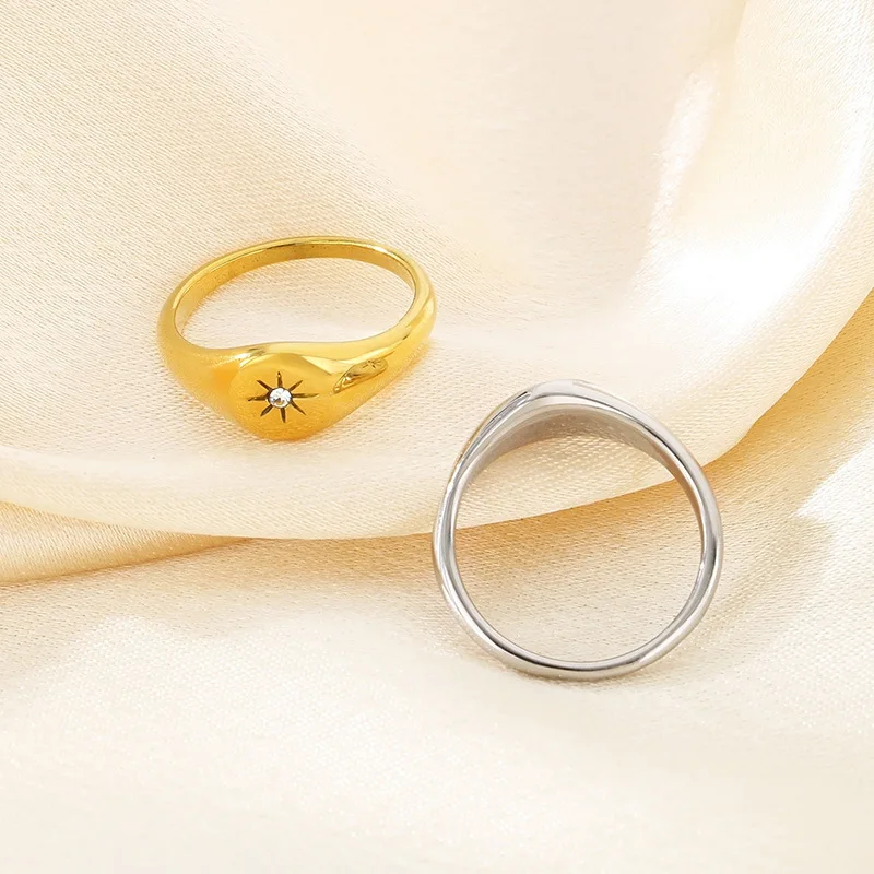 New Trendy Stainless Steel Star Shaped Ring for Women Wholesale 5