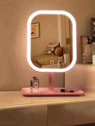 Enhanced Vanity Mirror with Adjustable LED Lighting and 10X Magnification - Perfect (Pink)